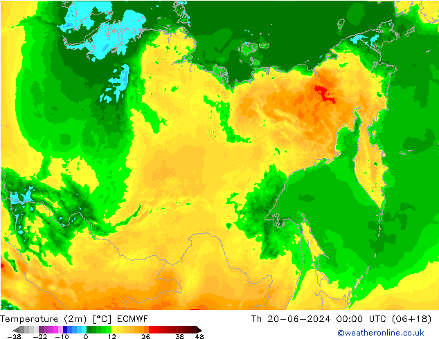 Temperature (2m) ECMWF Th 20.06.2024 00 UTC