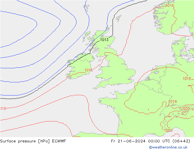 Atmosférický tlak ECMWF Pá 21.06.2024 00 UTC