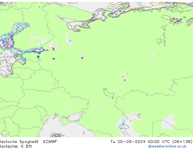 Eşrüzgar Hızları Spaghetti ECMWF Sa 25.06.2024 00 UTC