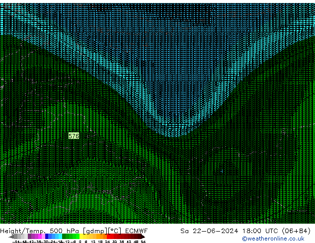 Geop./Temp. 500 hPa ECMWF sáb 22.06.2024 18 UTC