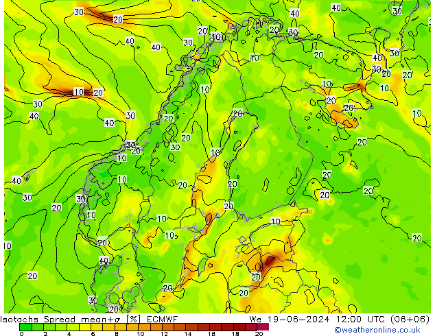 Isotachs Spread ECMWF We 19.06.2024 12 UTC