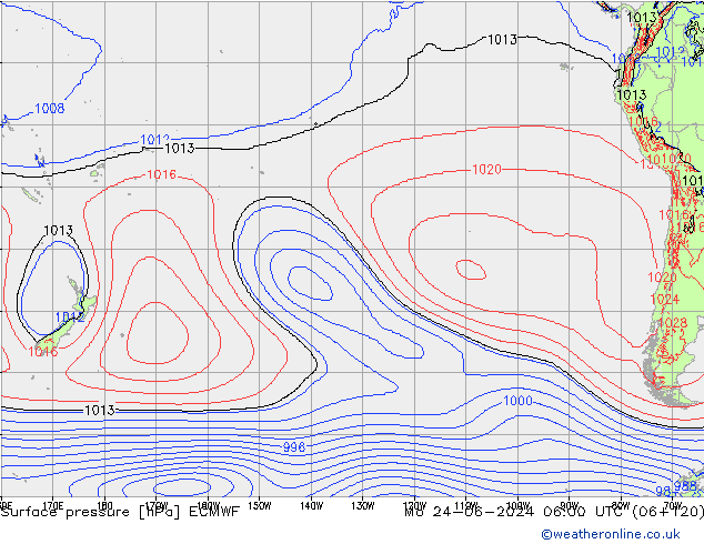 Yer basıncı ECMWF Pzt 24.06.2024 06 UTC