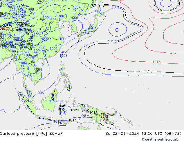 Atmosférický tlak ECMWF So 22.06.2024 12 UTC