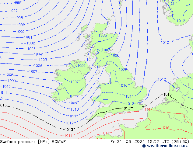 pressão do solo ECMWF Sex 21.06.2024 18 UTC