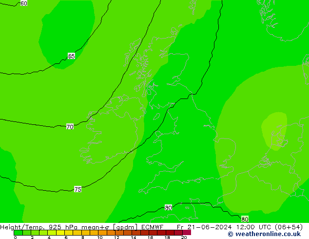 Height/Temp. 925 hPa ECMWF Fr 21.06.2024 12 UTC