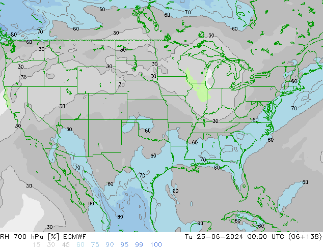 RH 700 hPa ECMWF mar 25.06.2024 00 UTC