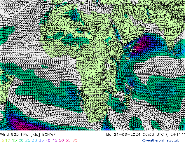 Wind 925 hPa ECMWF Mo 24.06.2024 06 UTC