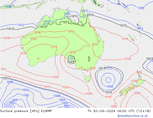 Luchtdruk (Grond) ECMWF do 20.06.2024 06 UTC