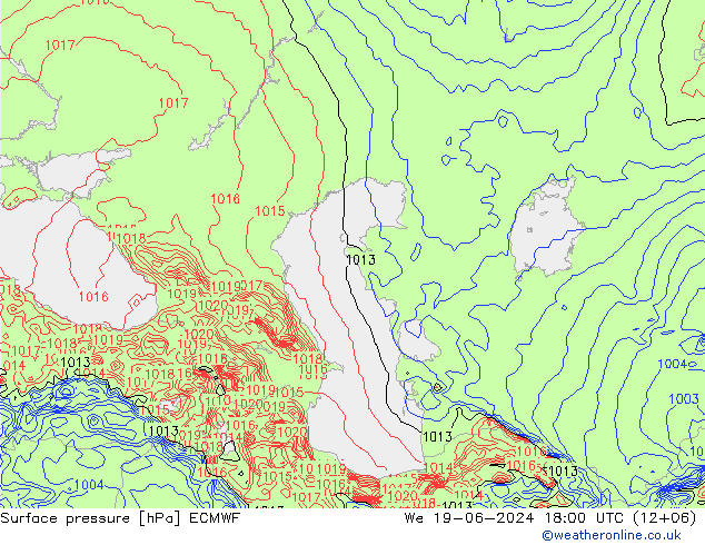 Yer basıncı ECMWF Çar 19.06.2024 18 UTC