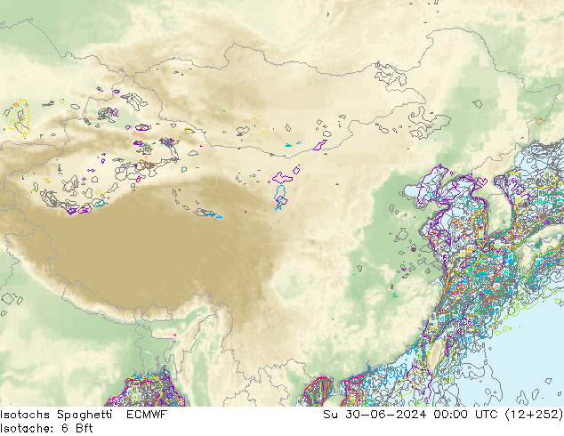 Isotachs Spaghetti ECMWF 星期日 30.06.2024 00 UTC