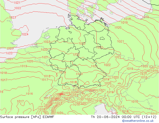 Luchtdruk (Grond) ECMWF do 20.06.2024 00 UTC