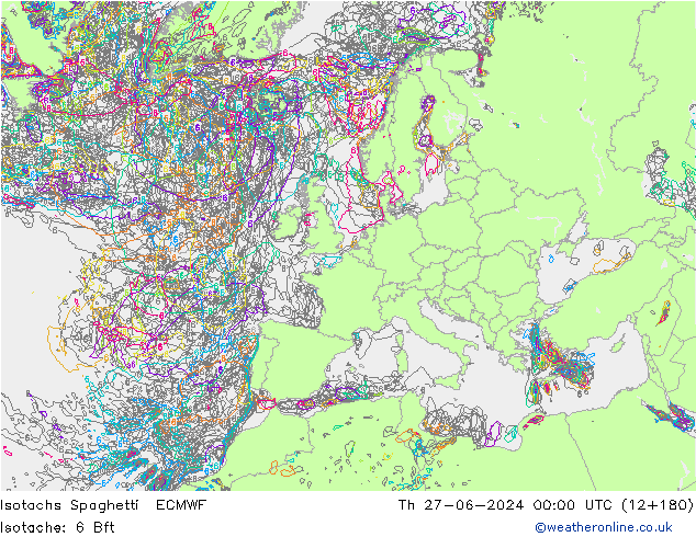 Isotachen Spaghetti ECMWF Do 27.06.2024 00 UTC