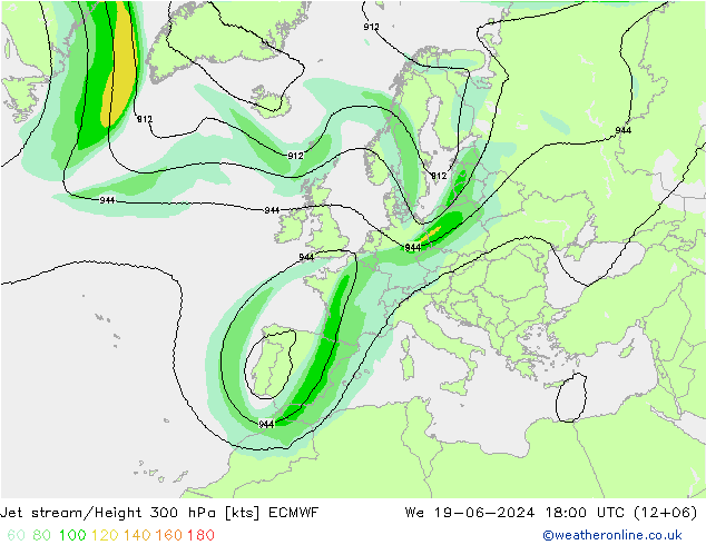 Corriente en chorro ECMWF mié 19.06.2024 18 UTC