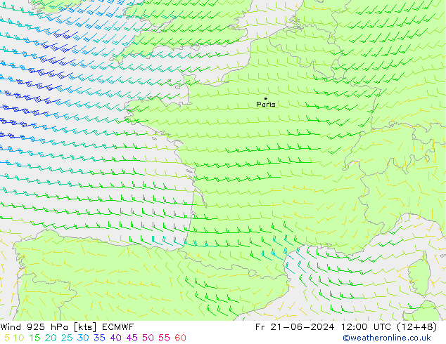 Wind 925 hPa ECMWF Fr 21.06.2024 12 UTC