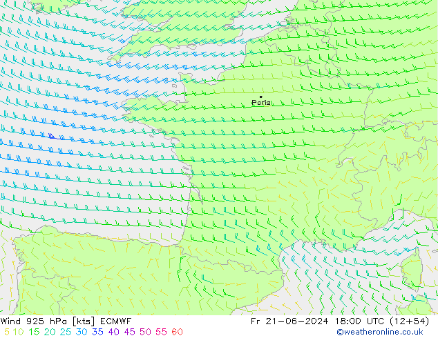 Wind 925 hPa ECMWF Fr 21.06.2024 18 UTC