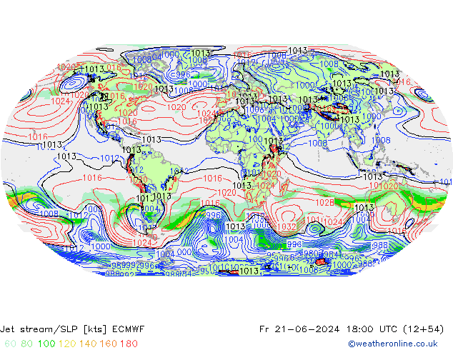 Polarjet/Bodendruck ECMWF Fr 21.06.2024 18 UTC