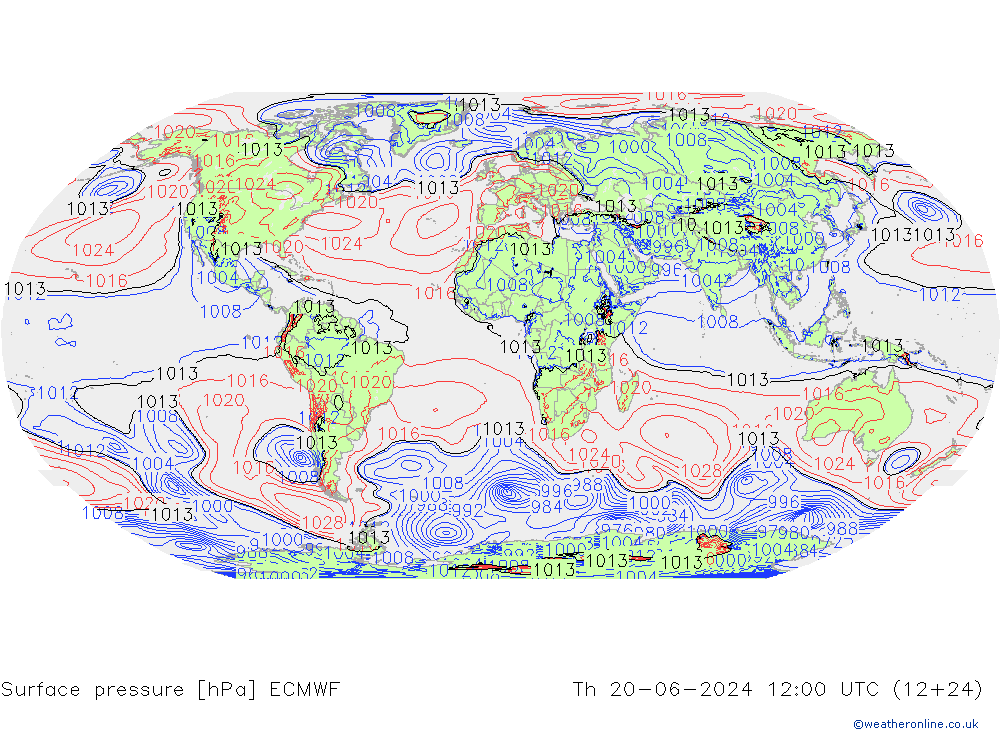 pressão do solo ECMWF Qui 20.06.2024 12 UTC