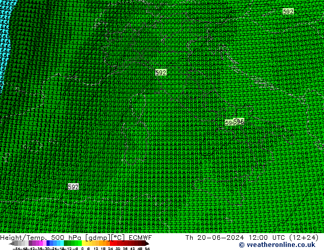 Height/Temp. 500 hPa ECMWF Th 20.06.2024 12 UTC