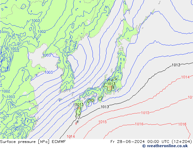 приземное давление ECMWF пт 28.06.2024 00 UTC