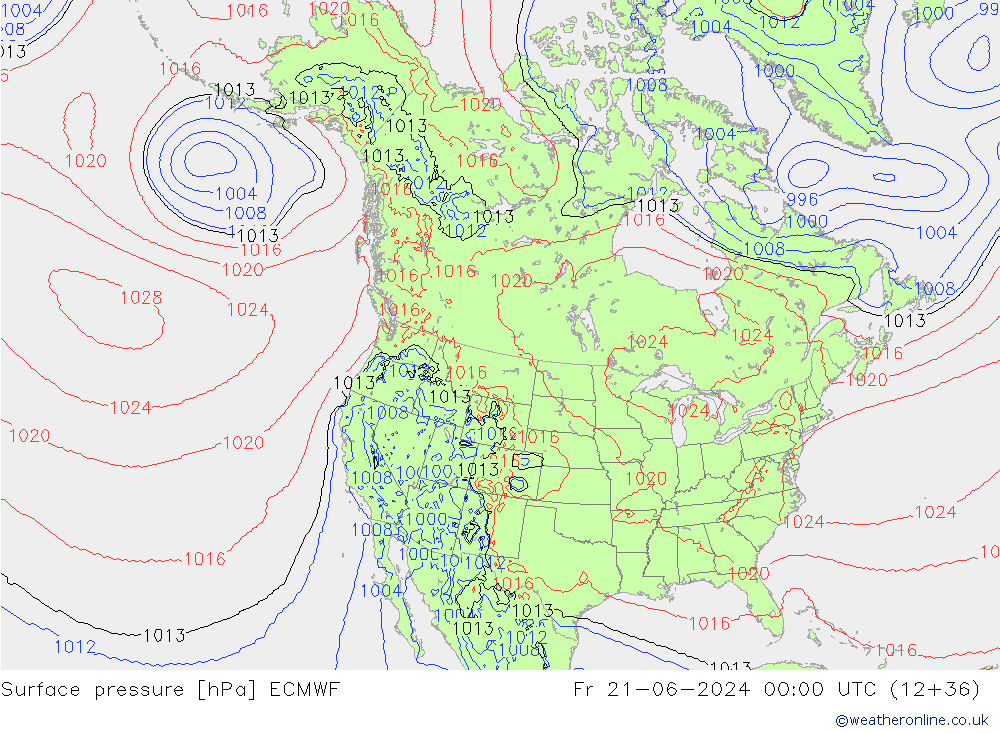 приземное давление ECMWF пт 21.06.2024 00 UTC