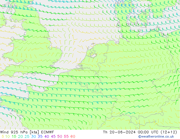 Wind 925 hPa ECMWF do 20.06.2024 00 UTC