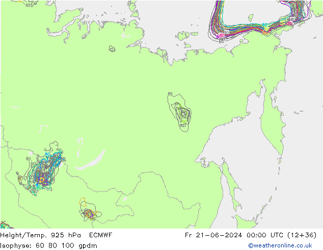 Height/Temp. 925 hPa ECMWF ven 21.06.2024 00 UTC