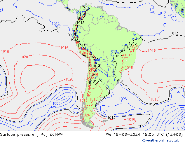 pression de l'air ECMWF mer 19.06.2024 18 UTC
