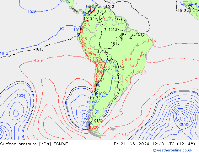 Surface pressure ECMWF Fr 21.06.2024 12 UTC