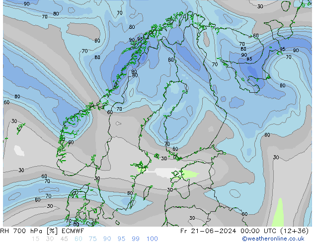 RH 700 hPa ECMWF Fr 21.06.2024 00 UTC