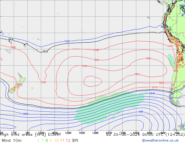 yüksek rüzgarlı alanlar ECMWF Paz 30.06.2024 00 UTC