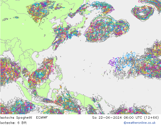 Isotachen Spaghetti ECMWF za 22.06.2024 06 UTC