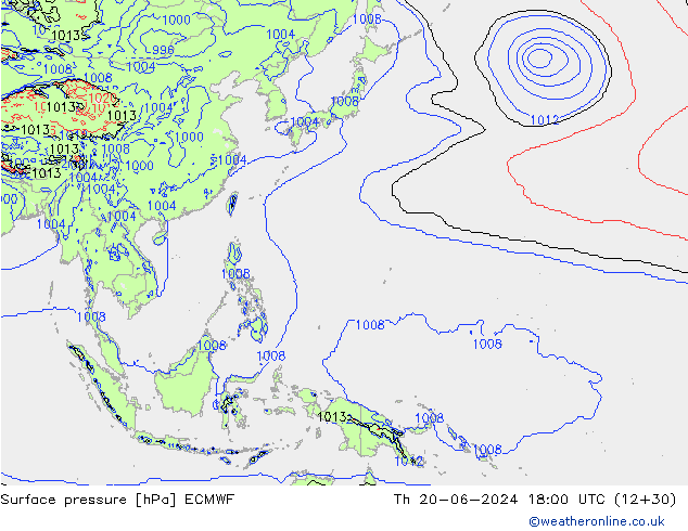 Surface pressure ECMWF Th 20.06.2024 18 UTC