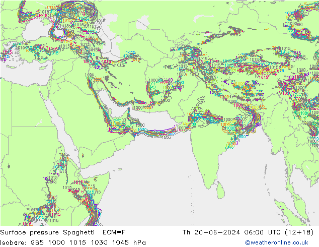 pression de l'air Spaghetti ECMWF jeu 20.06.2024 06 UTC