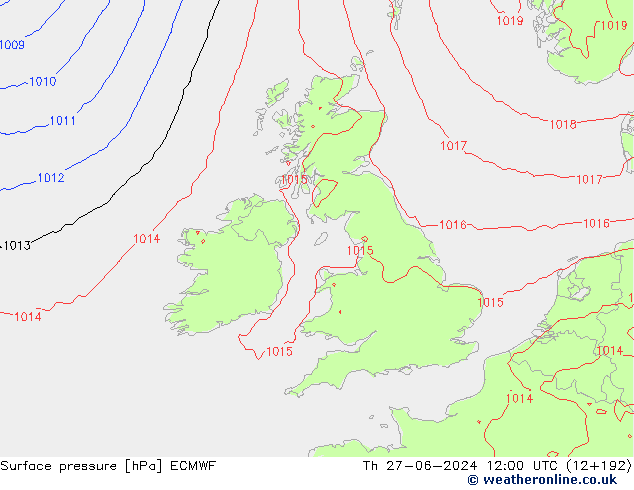 Luchtdruk (Grond) ECMWF do 27.06.2024 12 UTC