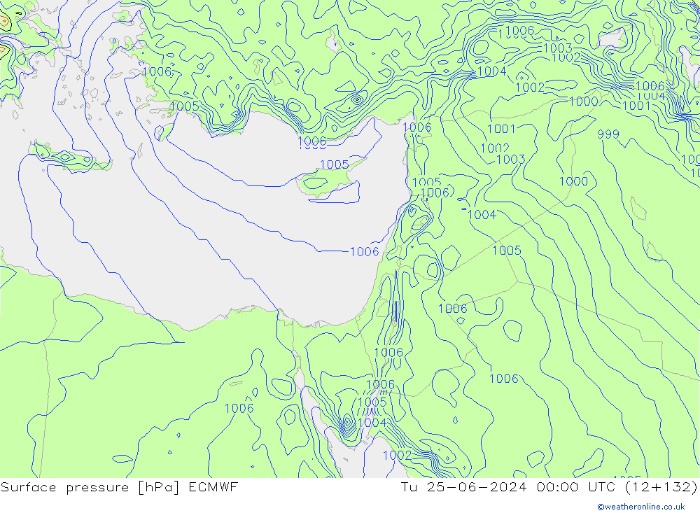 приземное давление ECMWF вт 25.06.2024 00 UTC