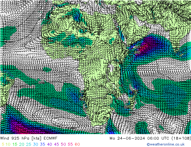 Wind 925 hPa ECMWF Po 24.06.2024 06 UTC