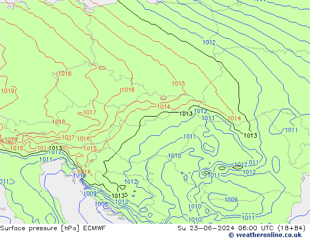 Bodendruck ECMWF So 23.06.2024 06 UTC