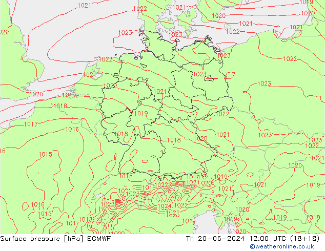 Luchtdruk (Grond) ECMWF do 20.06.2024 12 UTC