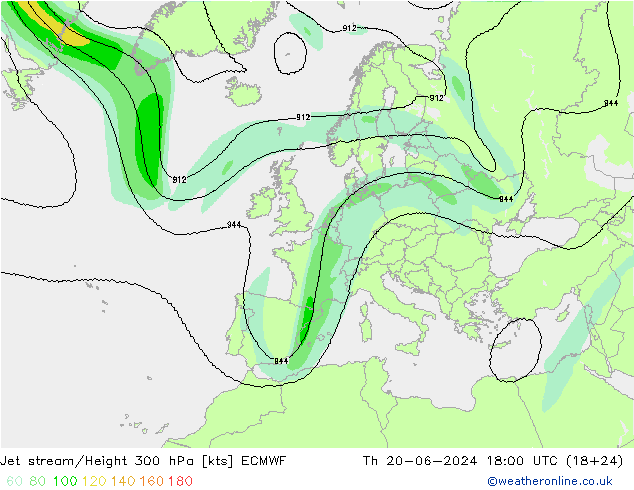 Corriente en chorro ECMWF jue 20.06.2024 18 UTC