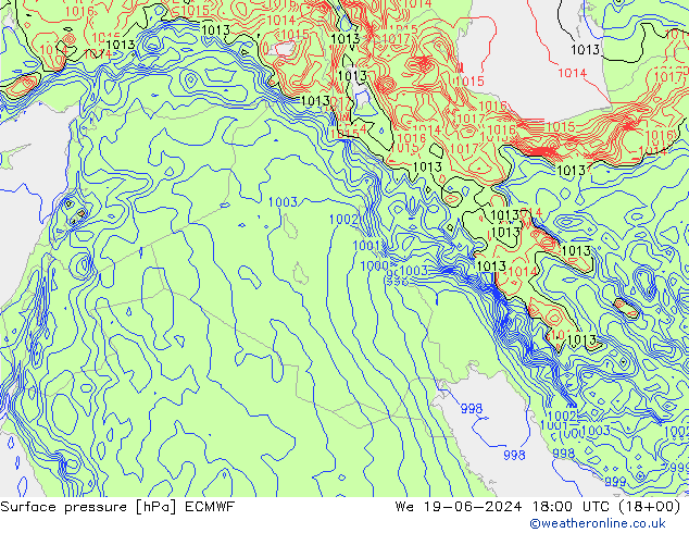 Yer basıncı ECMWF Çar 19.06.2024 18 UTC