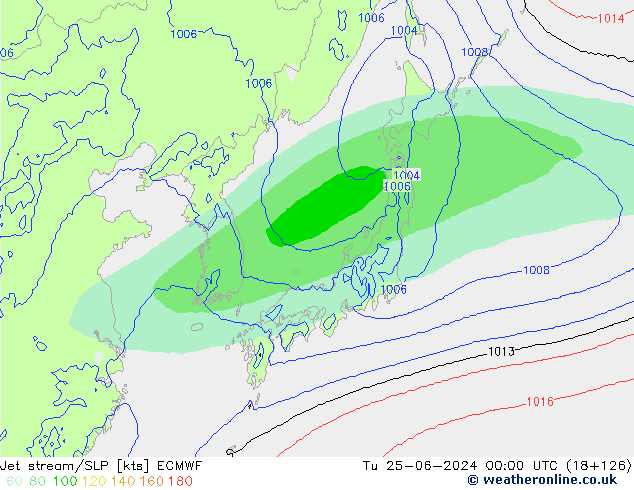 Jet stream/SLP ECMWF Tu 25.06.2024 00 UTC