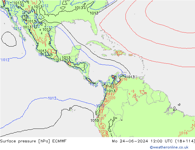 Luchtdruk (Grond) ECMWF ma 24.06.2024 12 UTC