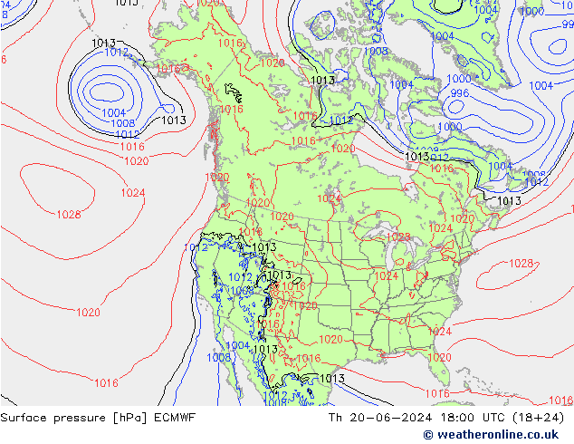 Atmosférický tlak ECMWF Čt 20.06.2024 18 UTC