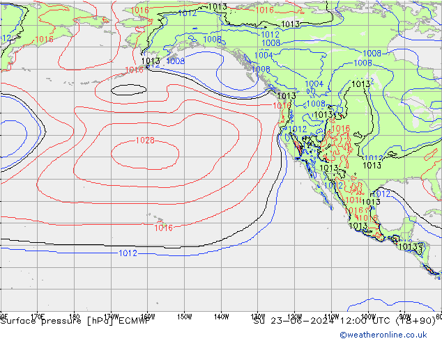 Surface pressure ECMWF Su 23.06.2024 12 UTC