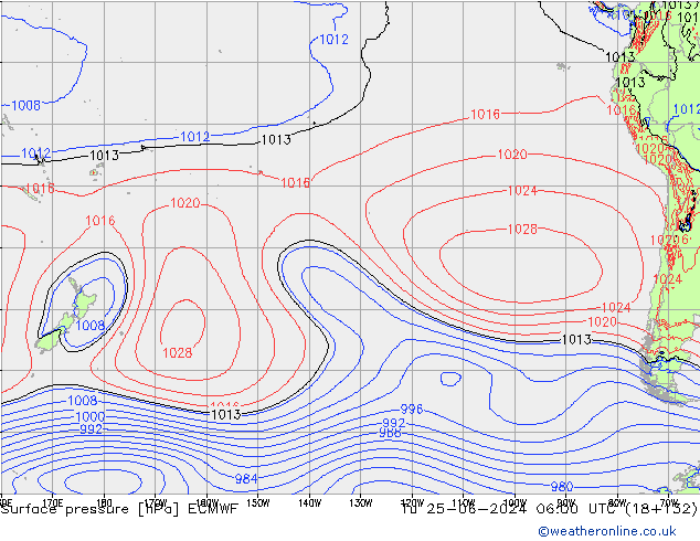 Surface pressure ECMWF Tu 25.06.2024 06 UTC