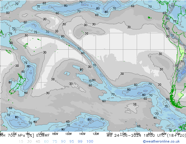 RH 700 hPa ECMWF Po 24.06.2024 18 UTC