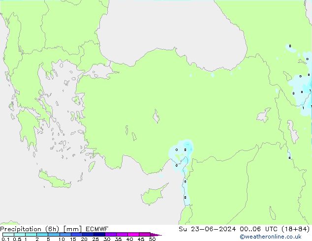 Précipitation (6h) ECMWF dim 23.06.2024 06 UTC