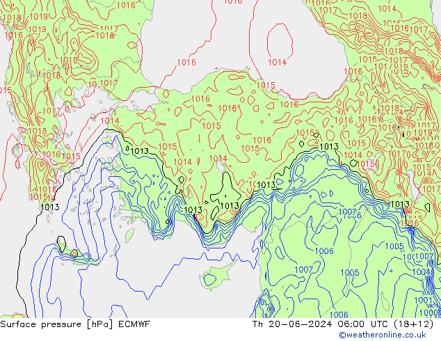 приземное давление ECMWF чт 20.06.2024 06 UTC