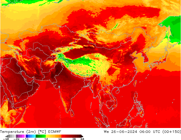 карта температуры ECMWF ср 26.06.2024 06 UTC