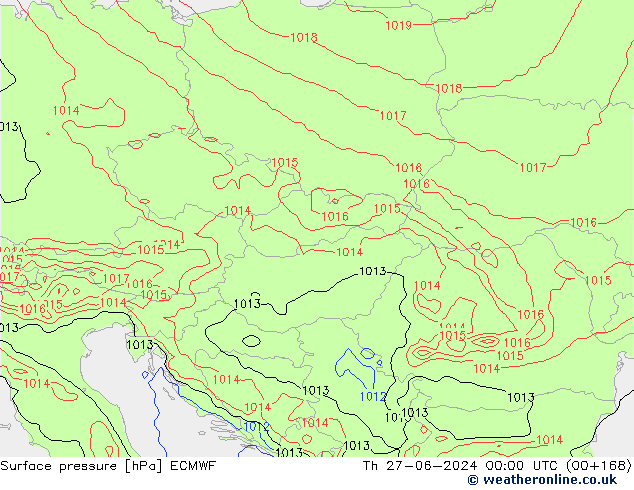 Atmosférický tlak ECMWF Čt 27.06.2024 00 UTC